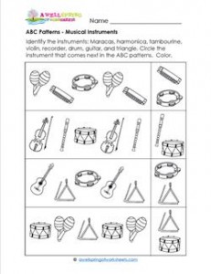 ABC Patterns - Musical Instruments Theme - Patterns Worksheets