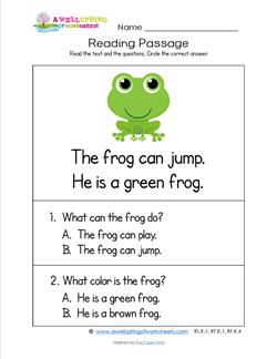 reading kindergarten passages frog comprehension worksheets worksheet pdf awellspringofworksheets sponsored ad