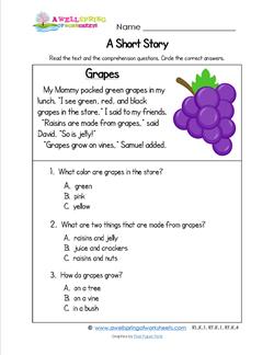 Kindergarten Short Stories - Grapes | A Wellspring