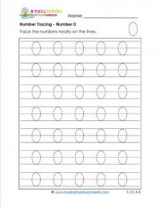 Number Tracing for 0 - Kindergarten Number Worksheets
