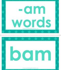 cvc word cards -am words