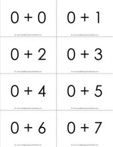 addition flash cards - 0s - sums to 10- black and white