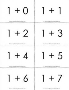 addition flash cards - 1s - sums to 10 - black and white