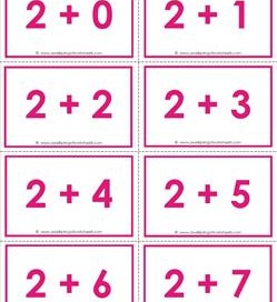 addition flash cards - 2s- sums to 10 - color flash cards