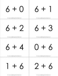 addition flash cards - 6s - sums to 10 - black and white flash cards