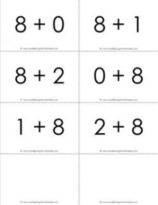 addition flash cards - 8s - sums to 10 - black and white flash cards