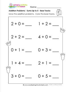 addition problems - bear tracks