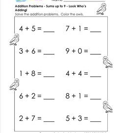 addition problems - look whos counting