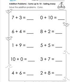 addition problems - sailing away