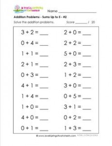 addition problems - sums up to 5 - #2