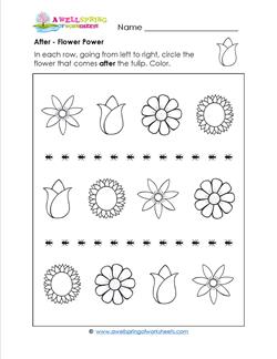 After - Flower Power - Positional Words Worksheets