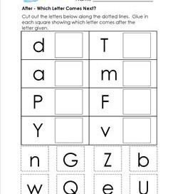 After - Which Letter Comes Next? - Positional Words Worksheets