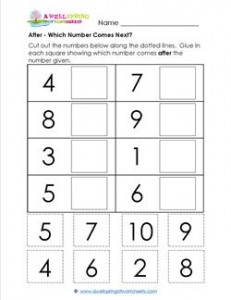 After - Which Number Comes Next? - Positional Words Worksheets