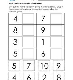After - Which Number Comes Next? - Positional Words Worksheets