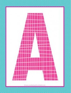 alphabet letter a - plaid and polka dot