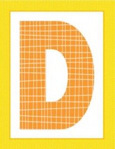 alphabet letter d - plaid and polka dot