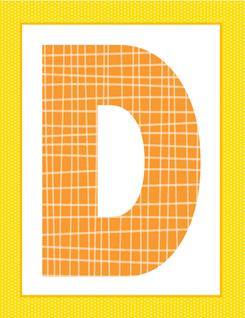 alphabet letter d - plaid and polka dot