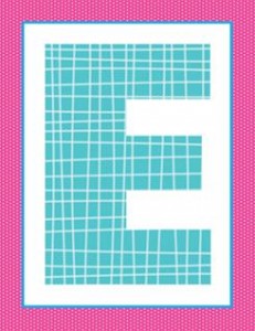 alphabet letter e - plaid and polka dot