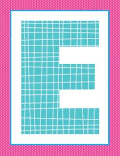 alphabet letter e - plaid and polka dot