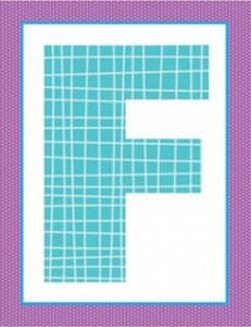 alphabet letter f - plaid and polka dot