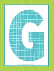 alphabet letter g - plaid and polka dot
