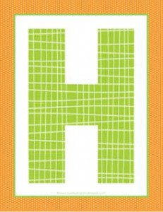 alphabet letter h - plaid and polka dot