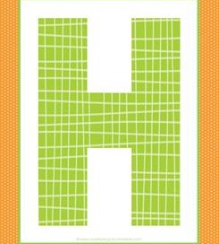 alphabet letter h - plaid and polka dot