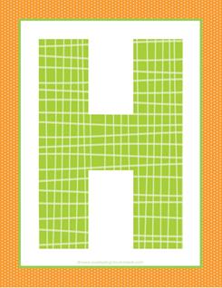 alphabet letter h - plaid and polka dot
