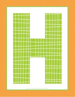 alphabet letter h - plaid and polka dot