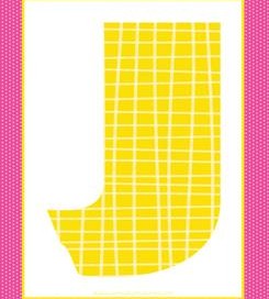 alphabet letter j - plaid and polka dot