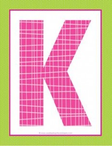 alphabet letter k - plaid and polka dot