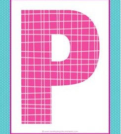 alphabet letter p - plaid and polka dot