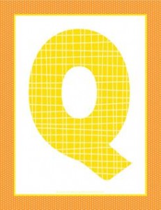 alphabet letter q - plaid and polka dot