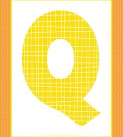 alphabet letter q - plaid and polka dot