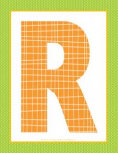 alphabet letter r - plaid and polka dot