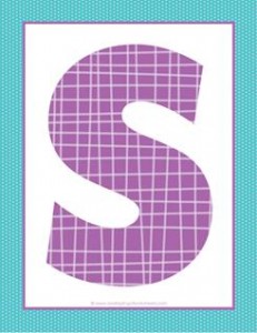 alphabet letter s - plaid and polka dot