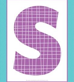 alphabet letter s - plaid and polka dot