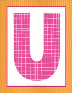 alphabet letter u - plaid and polka dot