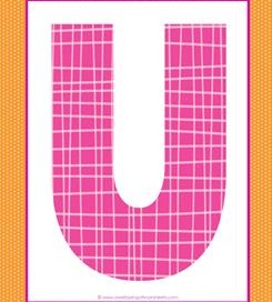 alphabet letter u - plaid and polka dot