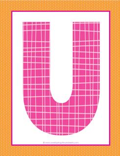 alphabet letter u - plaid and polka dot