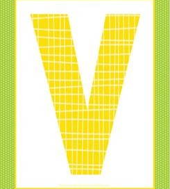 alphabet letter v - plaid and polka dot