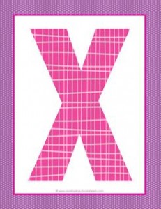 alphabet letter x - plaid and polka dot