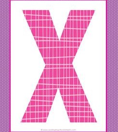 alphabet letter x - plaid and polka dot