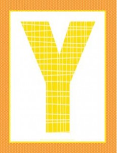 alphabet letter y - plaid and polka dot