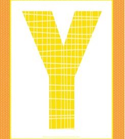 alphabet letter y - plaid and polka dot