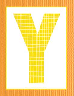 alphabet letter y - plaid and polka dot