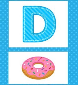 Alphabet Poster - Uppercase D. Part of a set of pretty and cheerful uppercase alphabet posters.