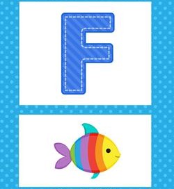 Alphabet Poster - Uppercase F. Part of a set of colorful uppercase alphabet posters.