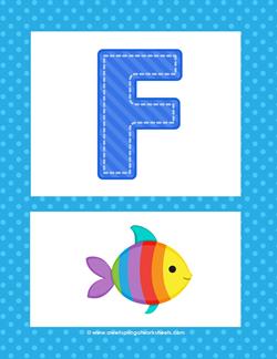 Alphabet Poster - Uppercase F. Part of a set of colorful uppercase alphabet posters.