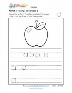alphabet tracing - lowercase a